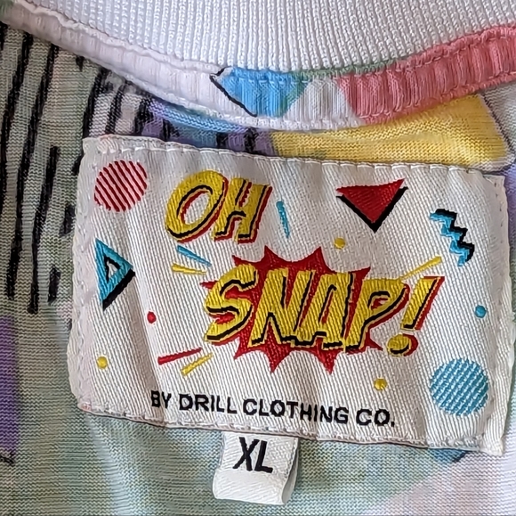 Drill Clothing Co. Oh Snap 1980s Pastel Party Triangle T Shirt Size XL - Picture 6 of 6
